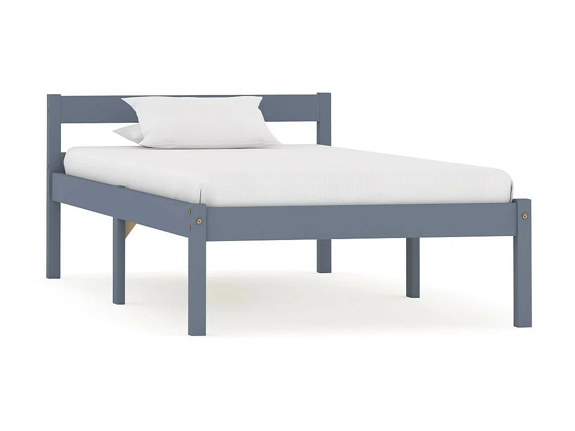 Lit Gris Bois de pin massif 100x200 4