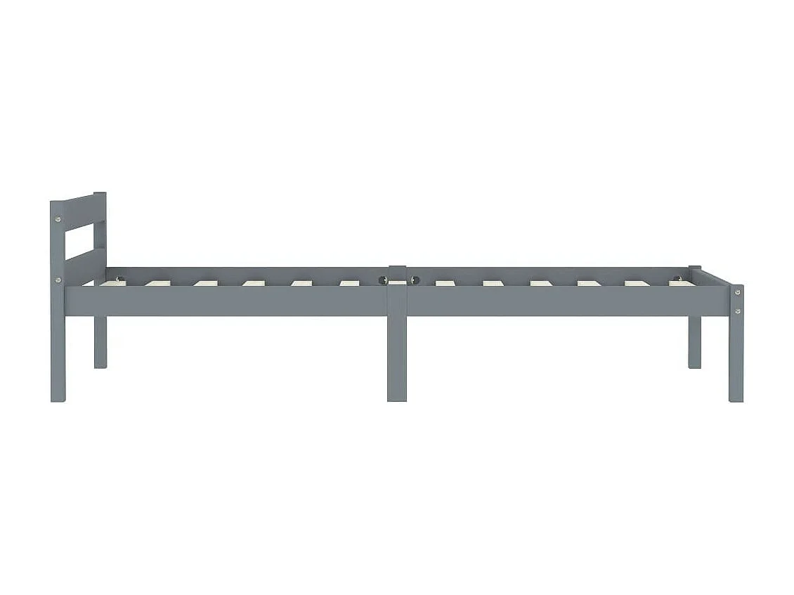 Lit Gris Bois de pin massif 100x200 4