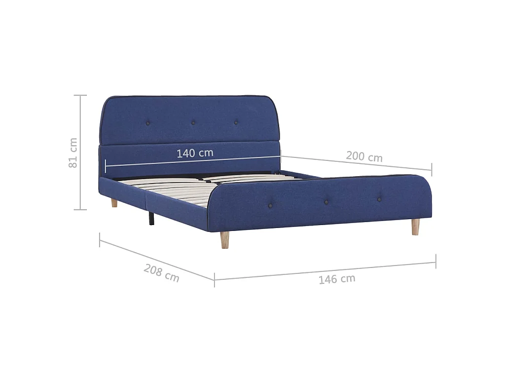 Lit Bleu Tissu 140x200 8