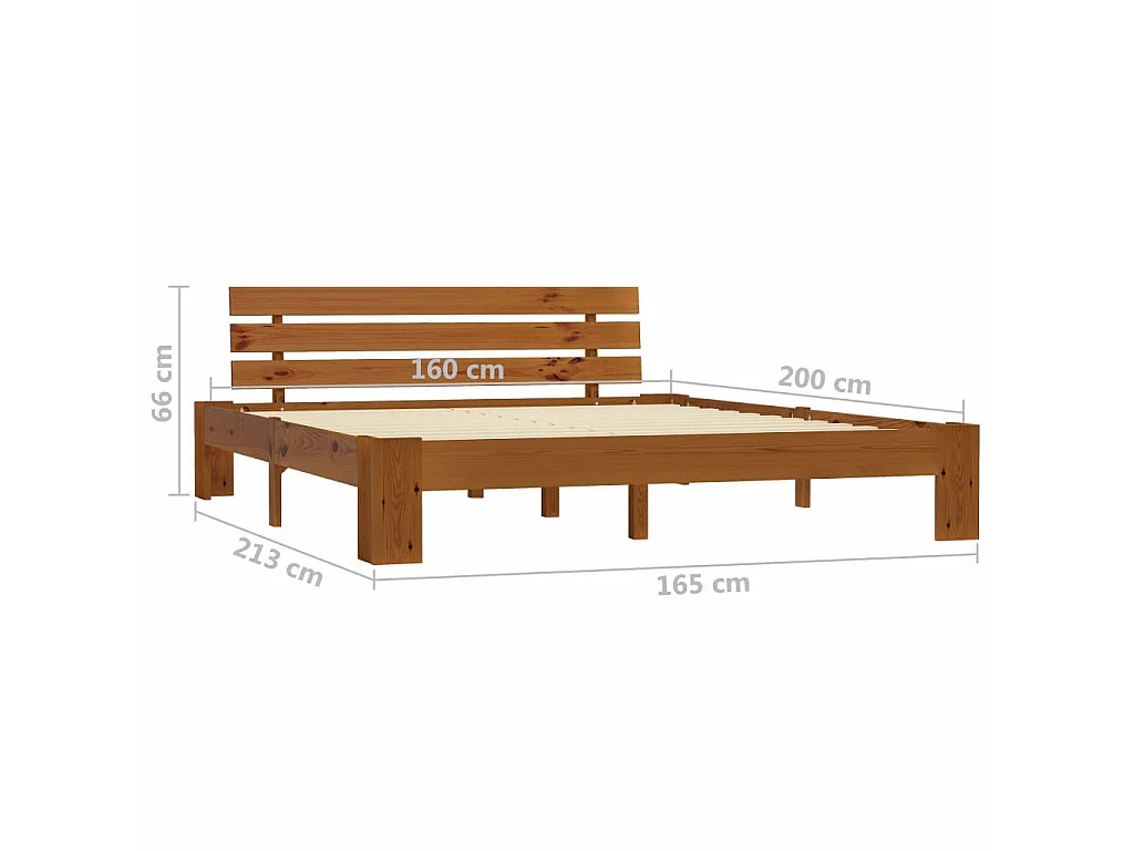 Cadre de lit Marron miel Bois de pin massif 160x200