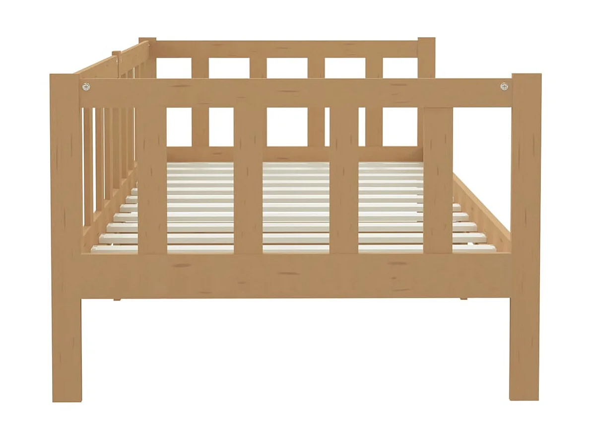 Lit Marron miel Bois de pin massif 90x200 2