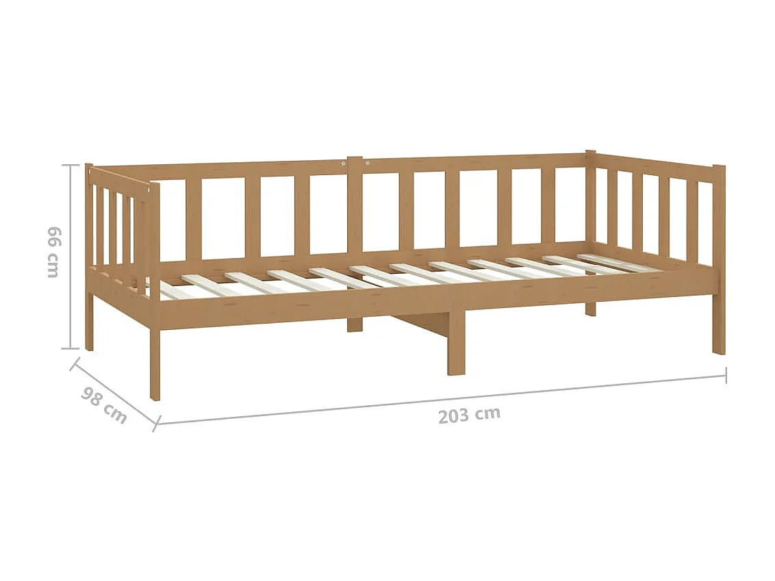 Lit Marron miel Bois de pin massif 90x200 2