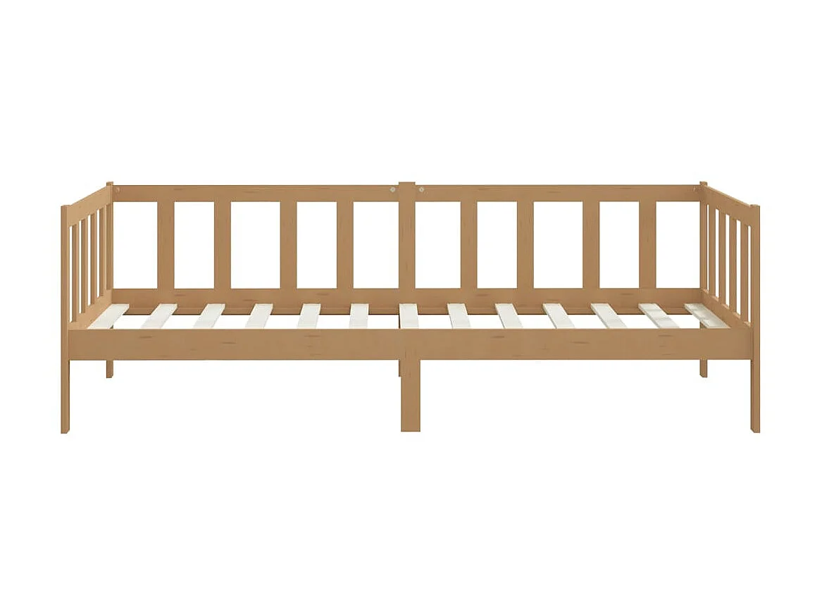 Lit Marron miel Bois de pin massif 90x200 2