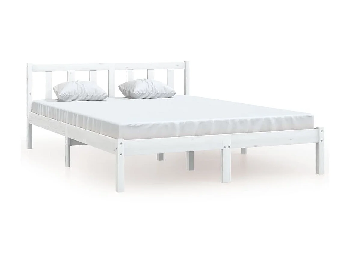 Bedframe massief grenenhout wit 140x200 cm