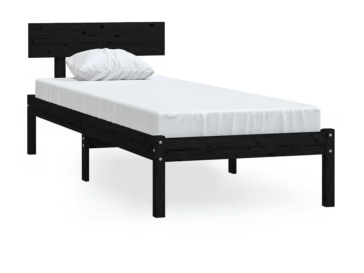 Lit Noir Bois de pin massif 75x190 Natura