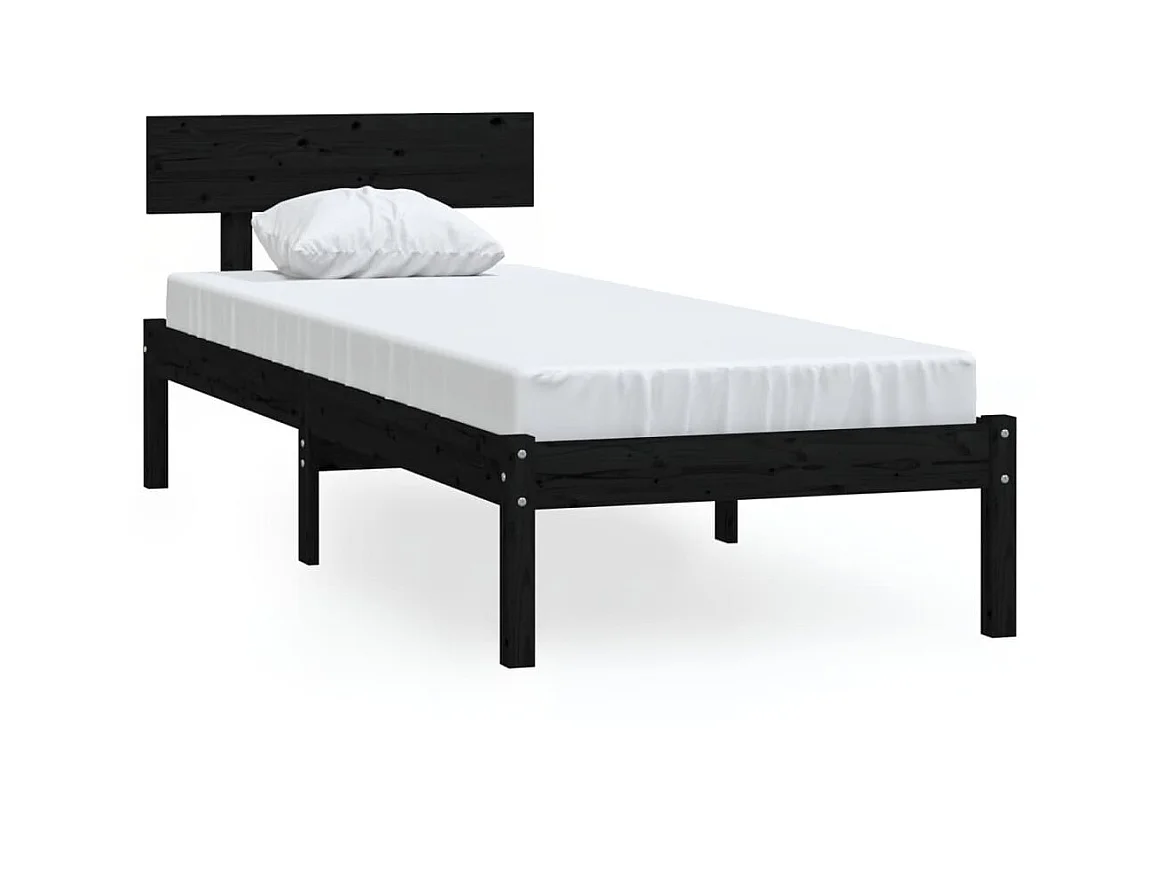 Lit Noir Bois de pin massif 75x190 Natura
