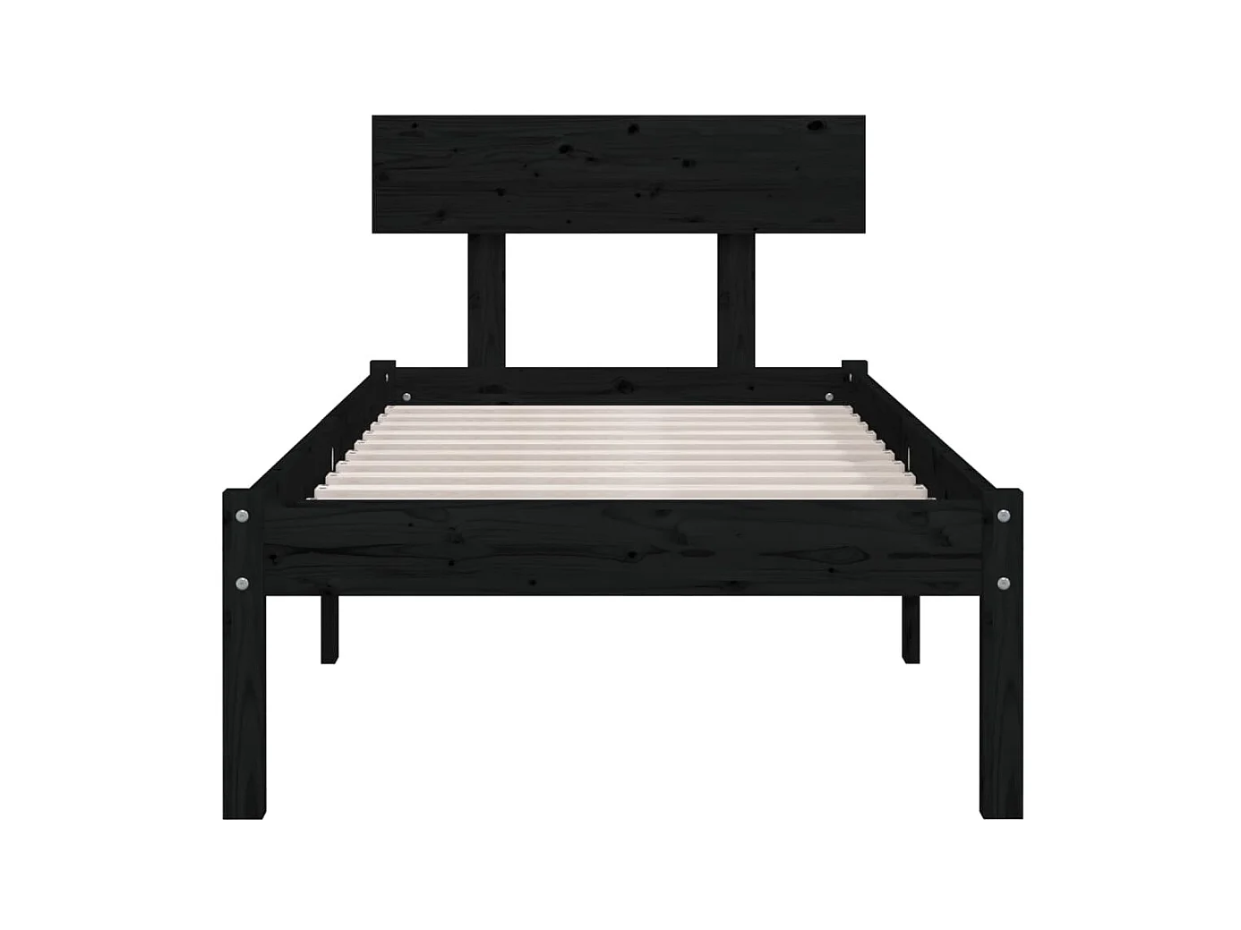 Lit Noir Bois de pin massif 75x190 Natura