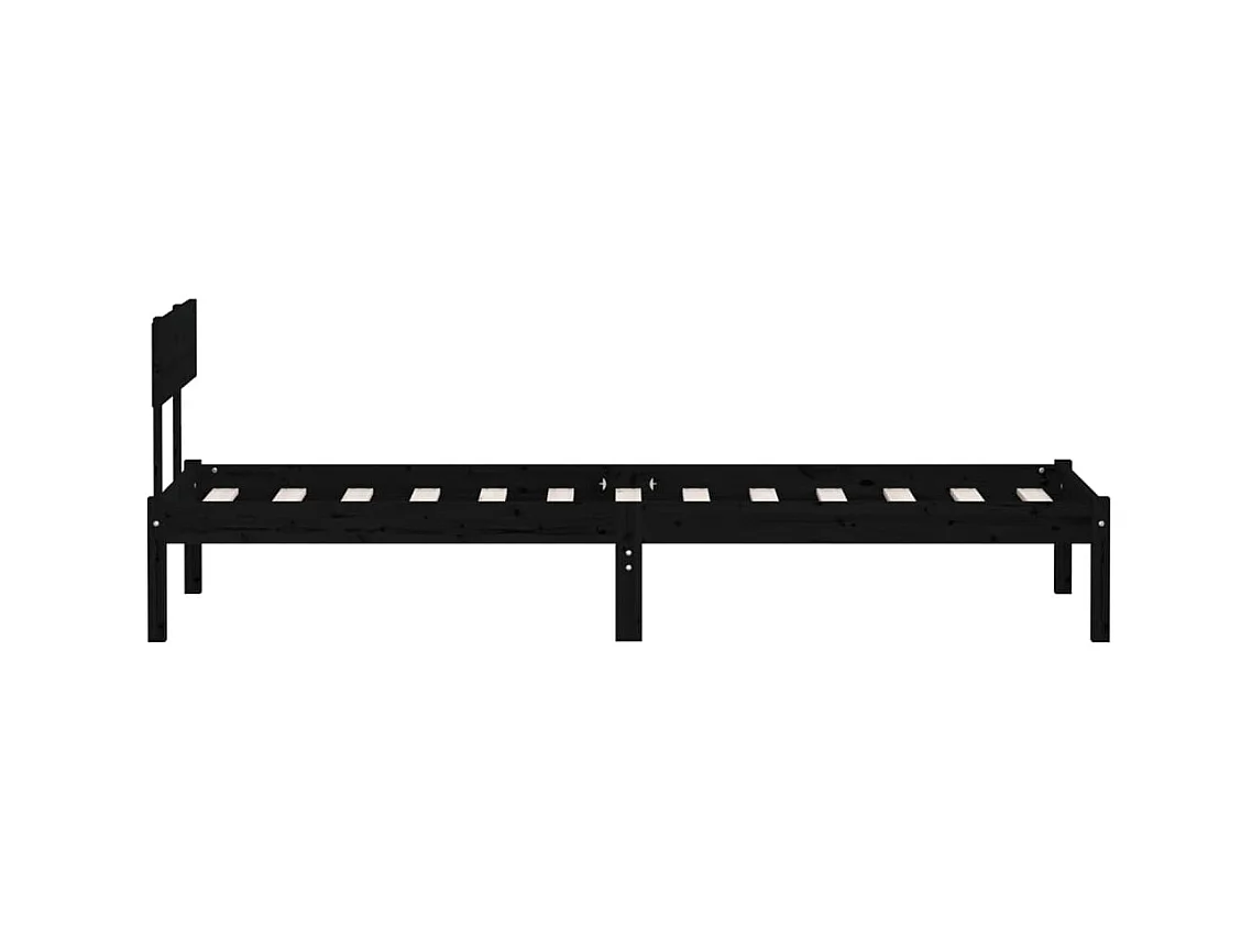 Lit Noir Bois de pin massif 75x190 Natura