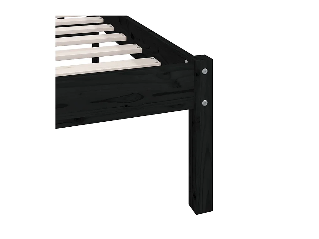 Lit Noir Bois de pin massif 75x190 Natura