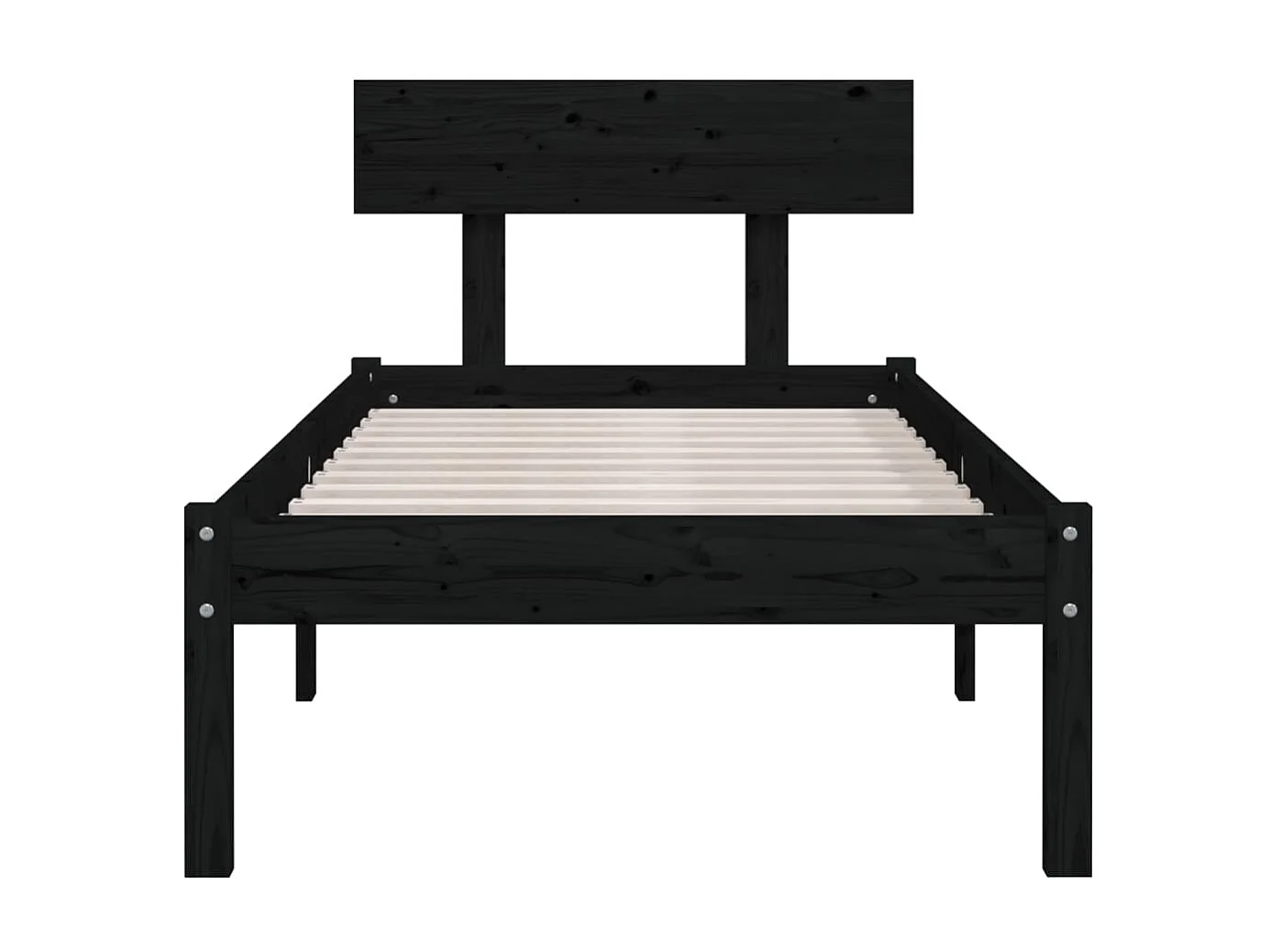 Lit Noir Bois de pin massif 75x190 Natura