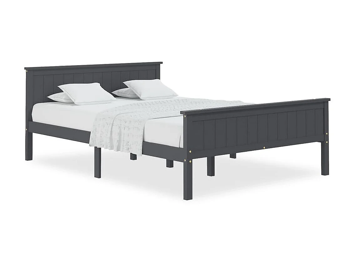 Lit Gris Bois de pin massif 160x200 5