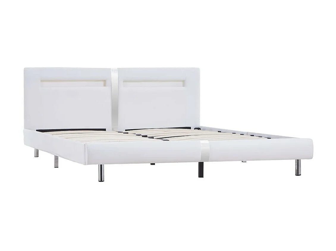 Bedframe met LED kunstleer wit 180x200 cm