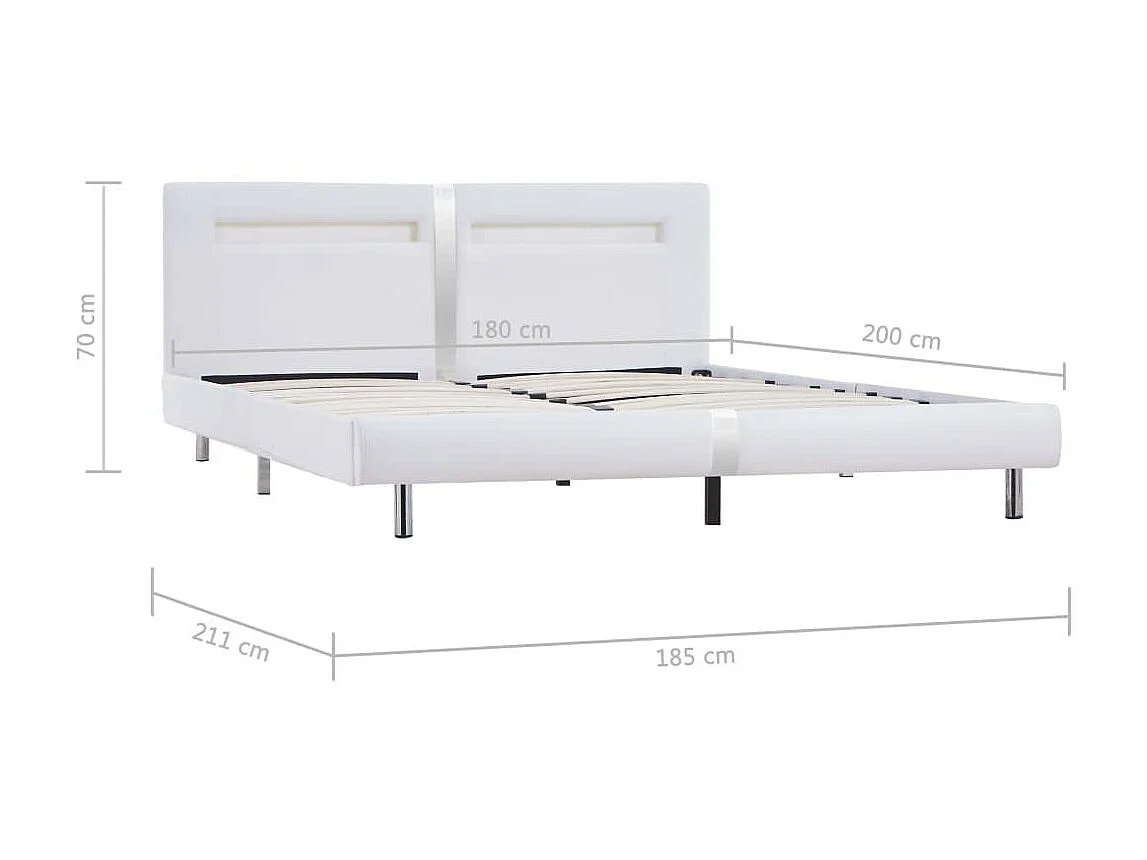 Lit avec LED Blanc Similicuir 180x200 4