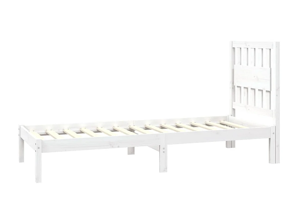 Lit Blanc Bois de pin massif 75x190 Petit simple