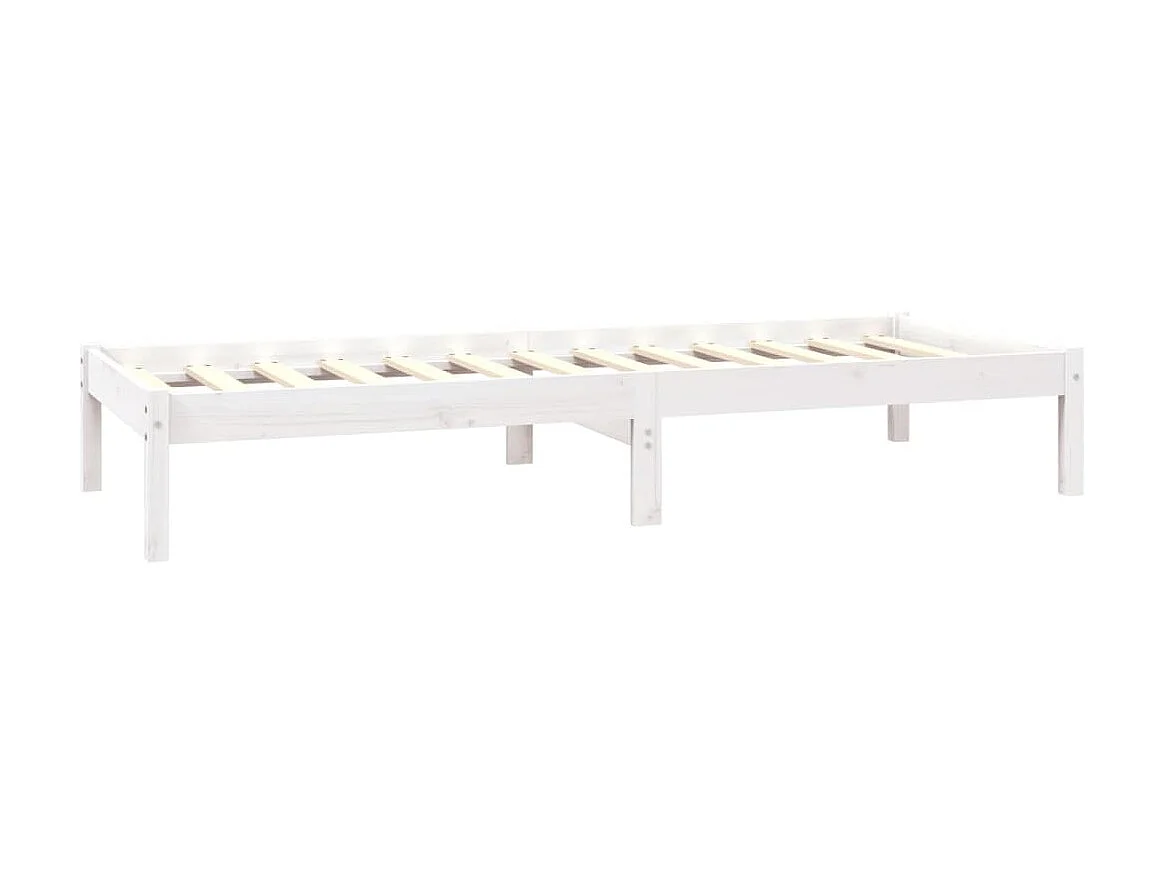 Lit Blanc Bois de pin massif 75x190 Petit simple