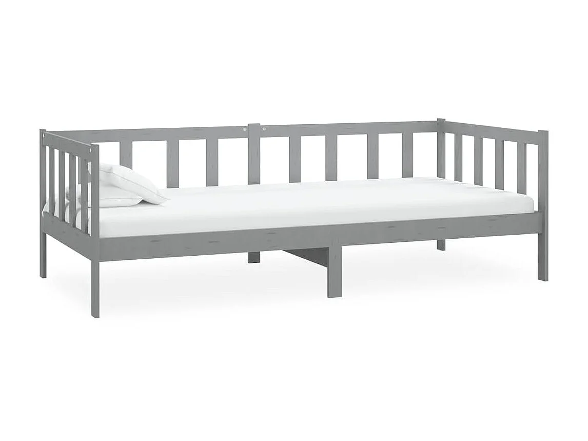 Lit Gris Bois de pin massif 90x200 4