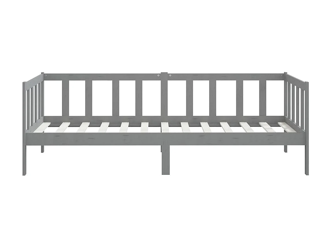 Lit Gris Bois de pin massif 90x200 4