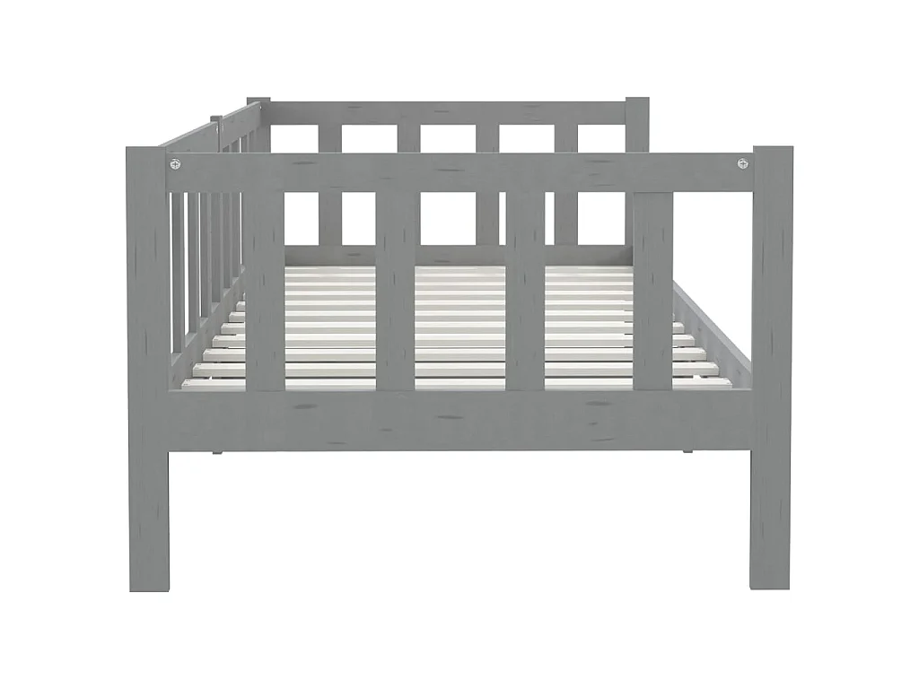 Lit Gris Bois de pin massif 90x200 4