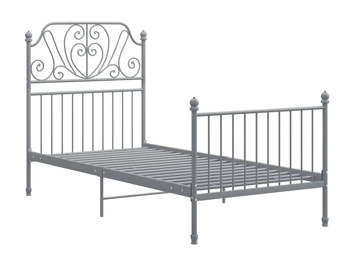 Lit Gris Métal et contreplaqué 90x200