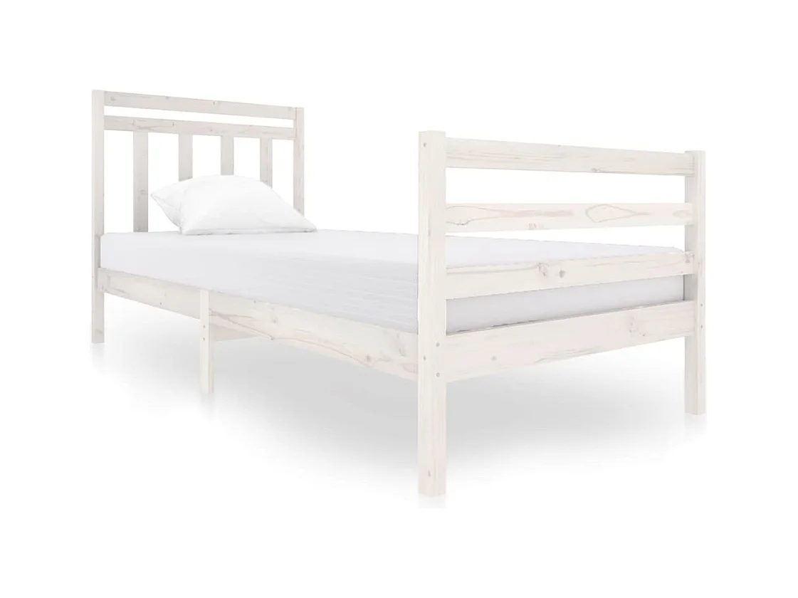 Lit blanc bois massif 90x200
