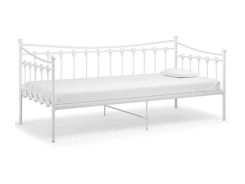 Cadre de canapé-lit Blanc Métal 90x200 Paulina