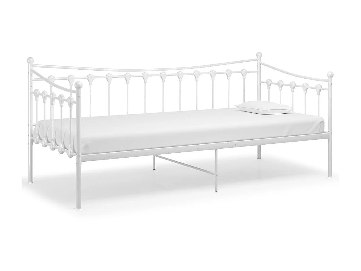 Cadre de canapé-lit Blanc Métal 90x200 Paulina