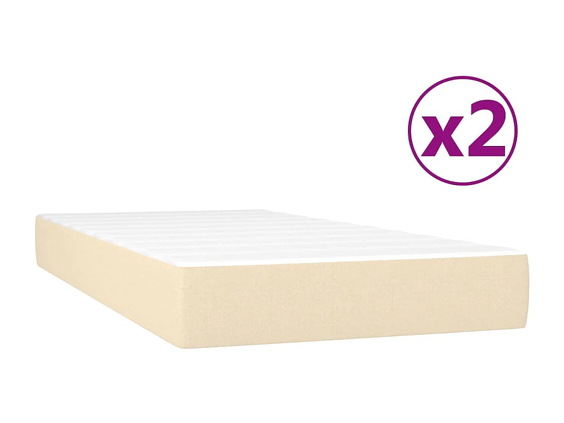 Lit à sommier tapissier avec matelas Crème 200x200 Tissu