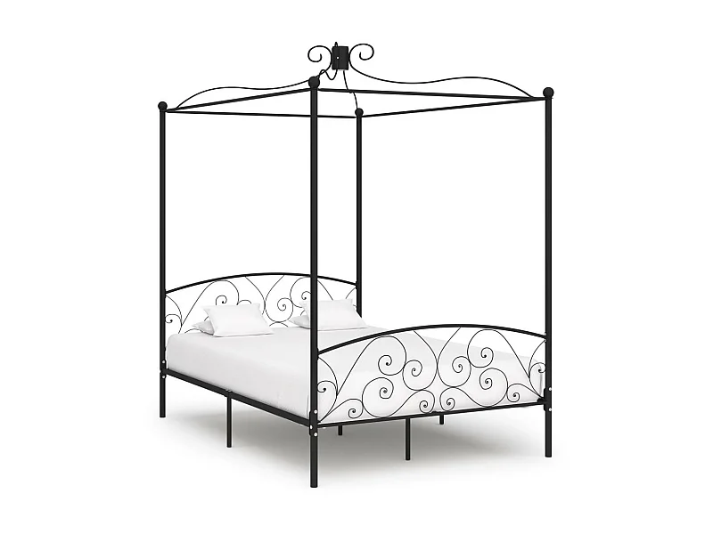 Lit à baldaquin Noir Métal 120x200