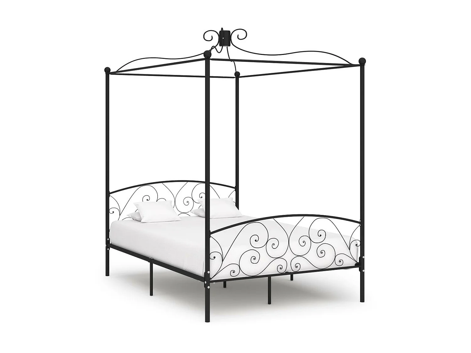Lit à baldaquin Noir Métal 120x200