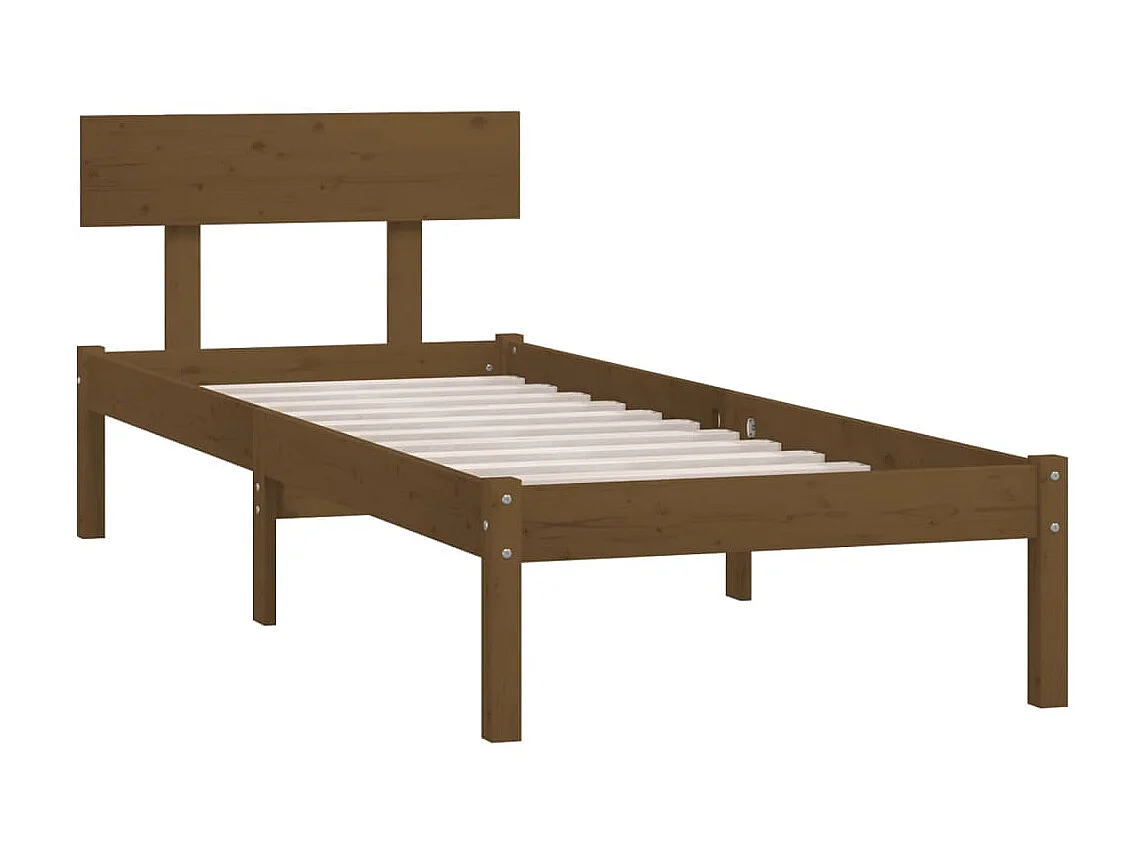 Lit Marron miel Bois de pin massif 90x190 UK simple