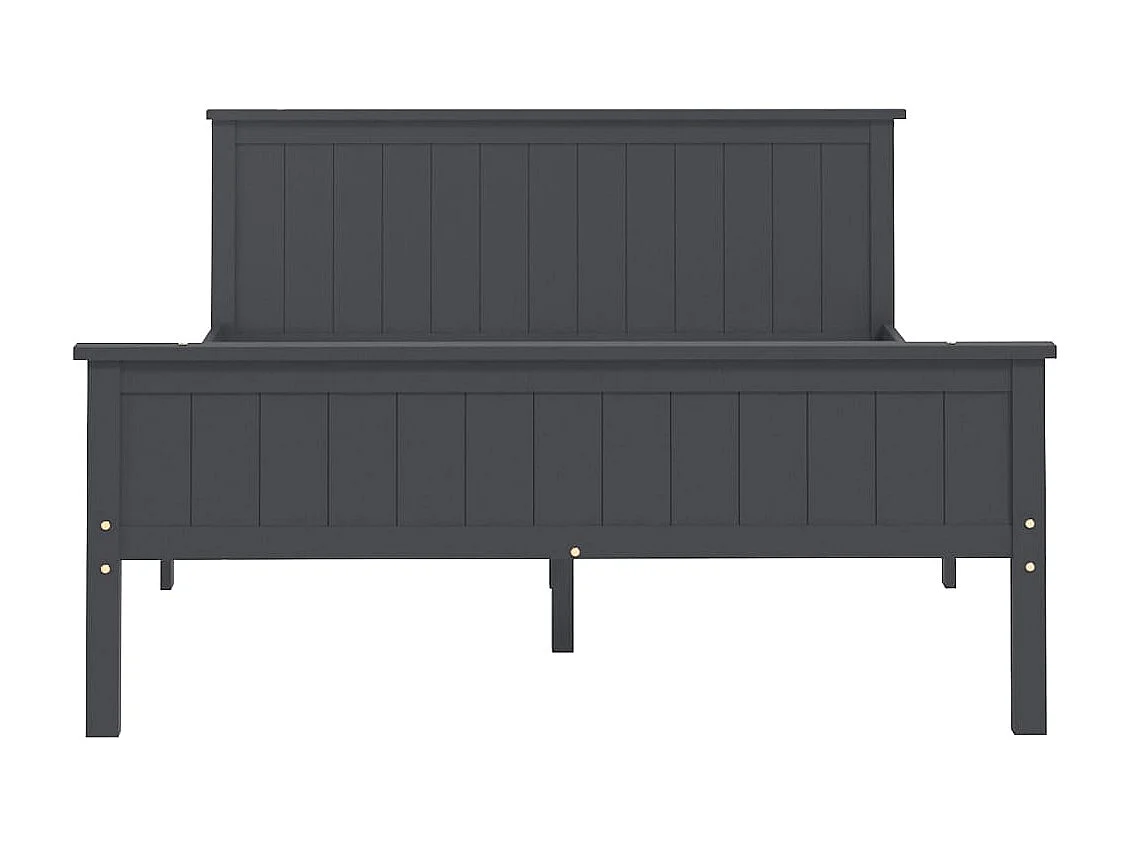 Lit Gris Bois de pin massif 140x200