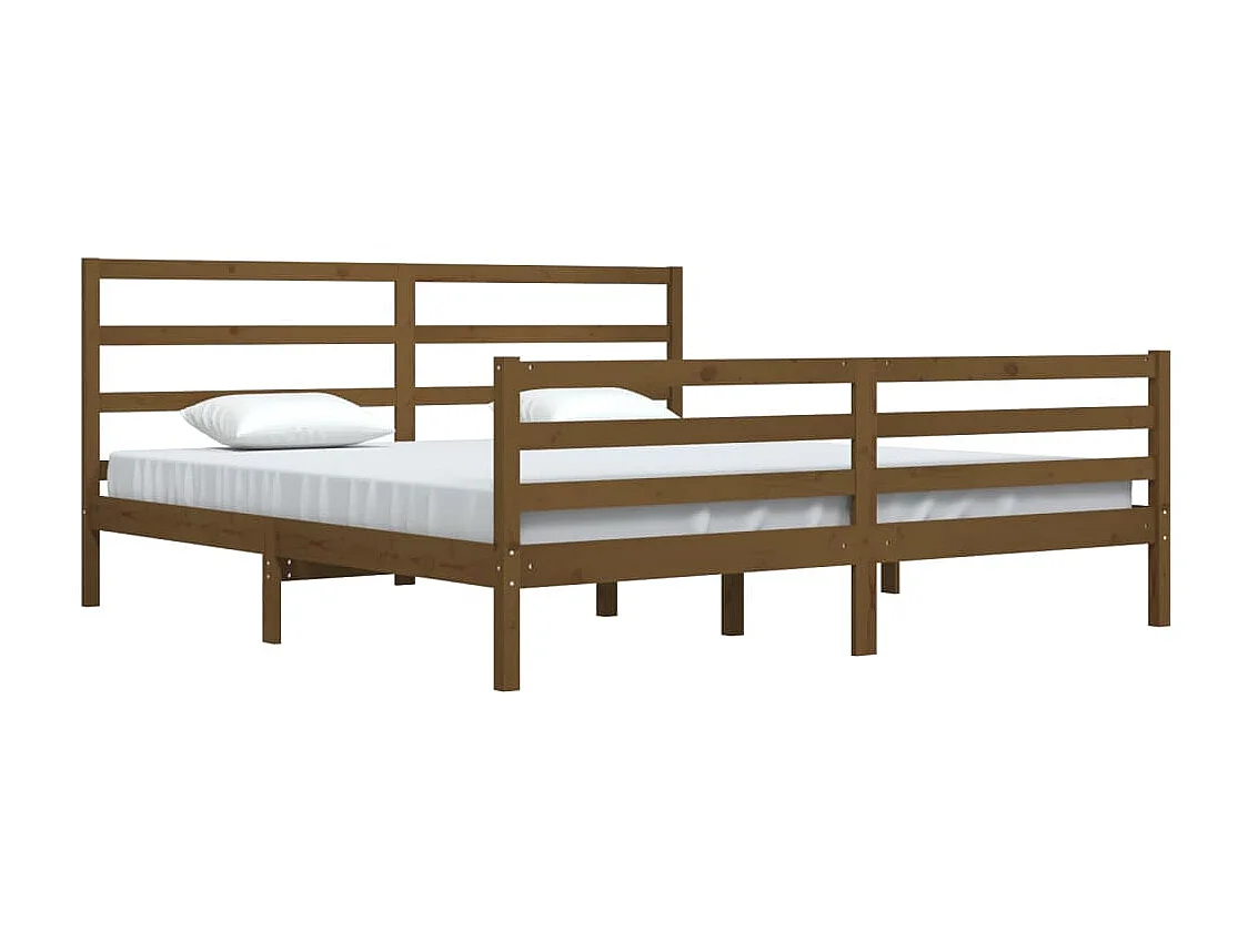 Lit Marron miel Bois de pin massif 200x200 8