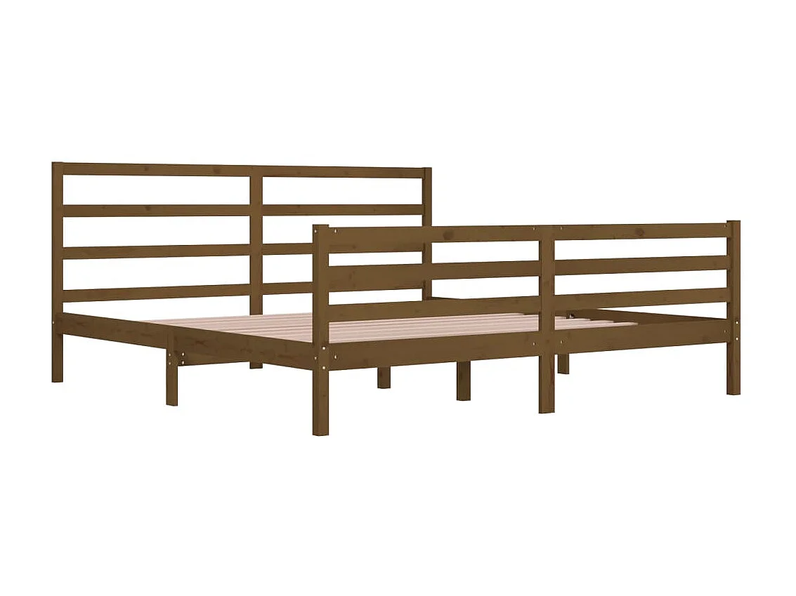 Lit Marron miel Bois de pin massif 200x200 8