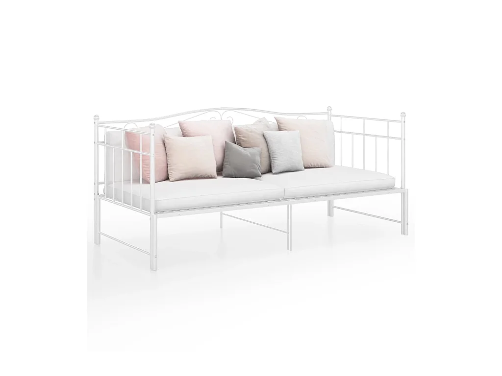 Cadre de canapé-lit extensible Blanc Métal 90x200