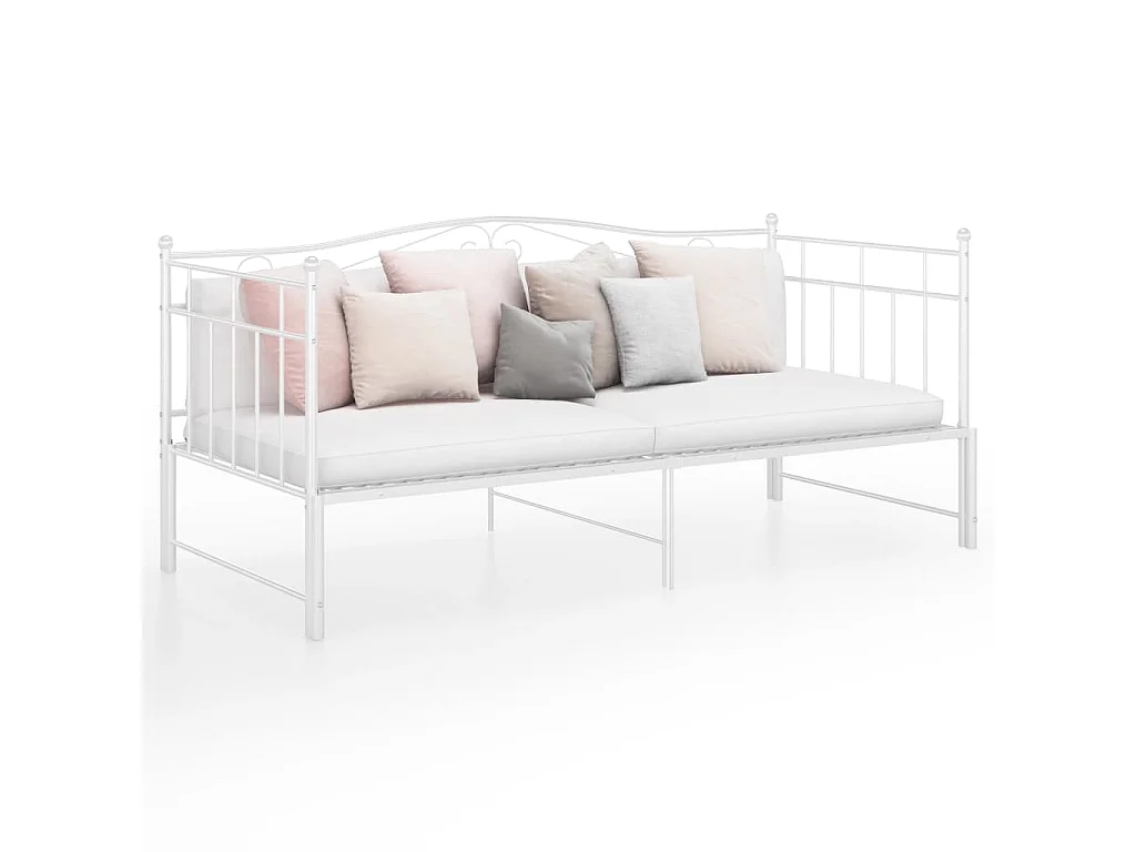 Cadre de canapé-lit extensible Blanc Métal 90x200