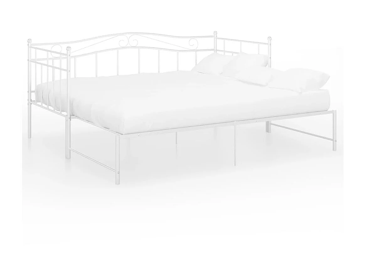 Cadre de canapé-lit extensible Blanc Métal 90x200