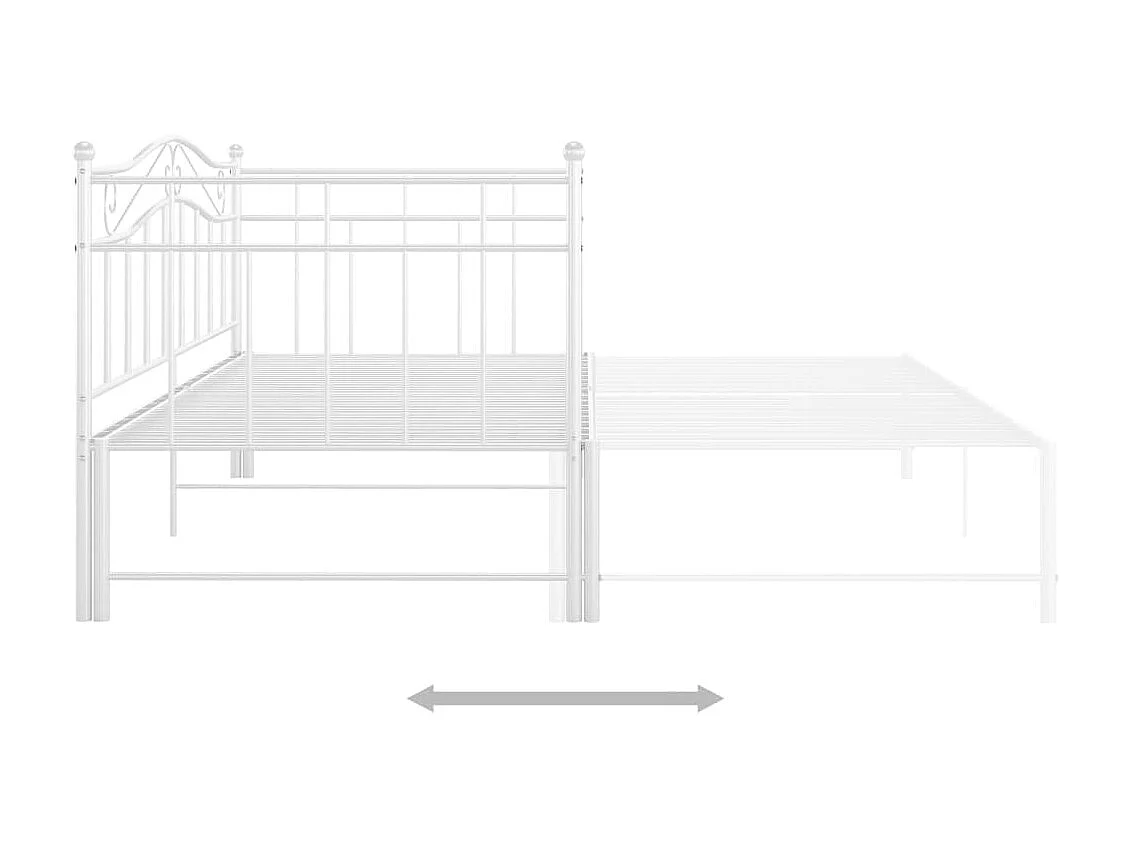 Cadre de canapé-lit extensible Blanc Métal 90x200