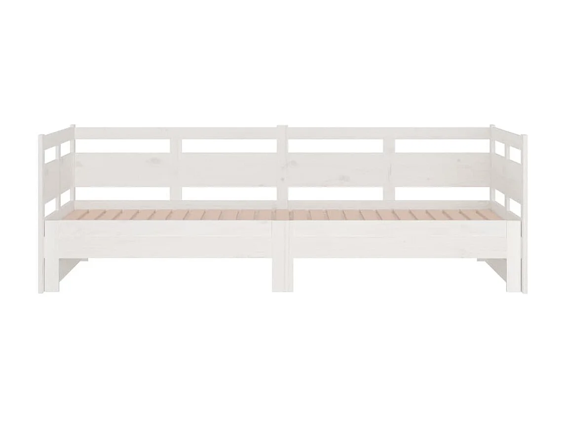 Lit coulissant Blanc Bois de pin solide 2x(90x190) cm