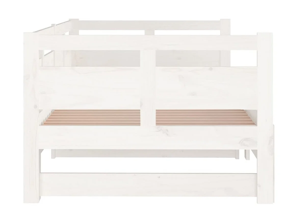 Lit coulissant Blanc Bois de pin solide 2x(90x190) cm