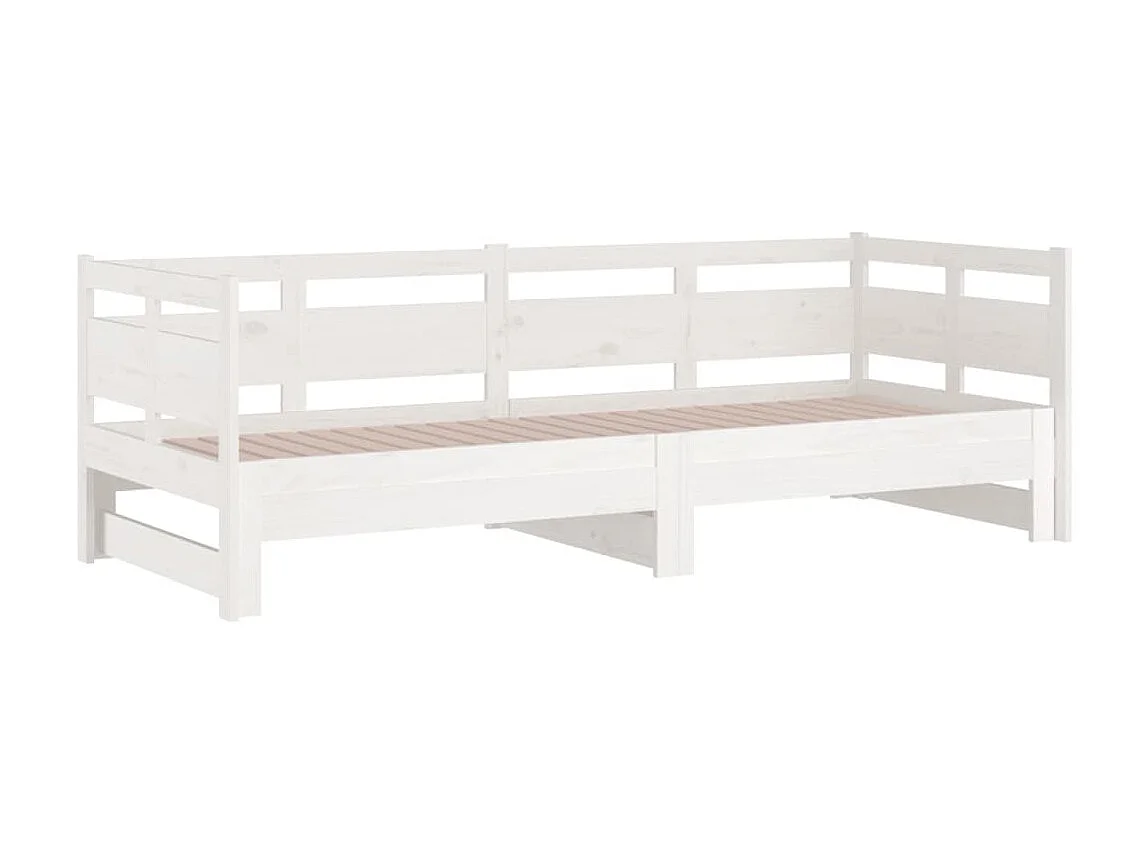 Lit coulissant Blanc Bois de pin solide 2x(90x190) cm