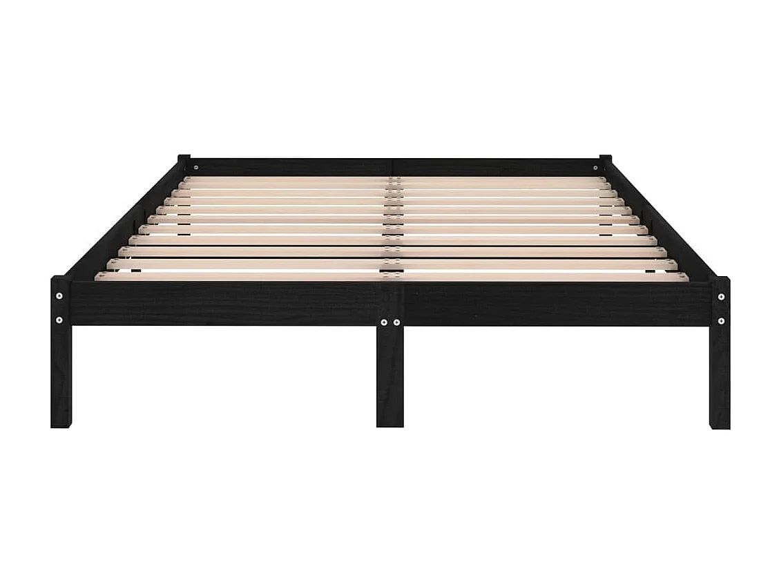 Lit Noir Bois massif 135x190 Double 3