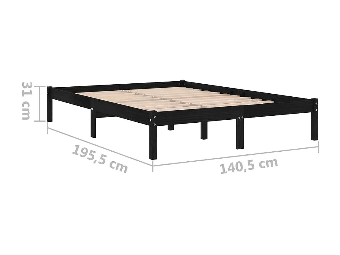 Lit Noir Bois massif 135x190 Double 3