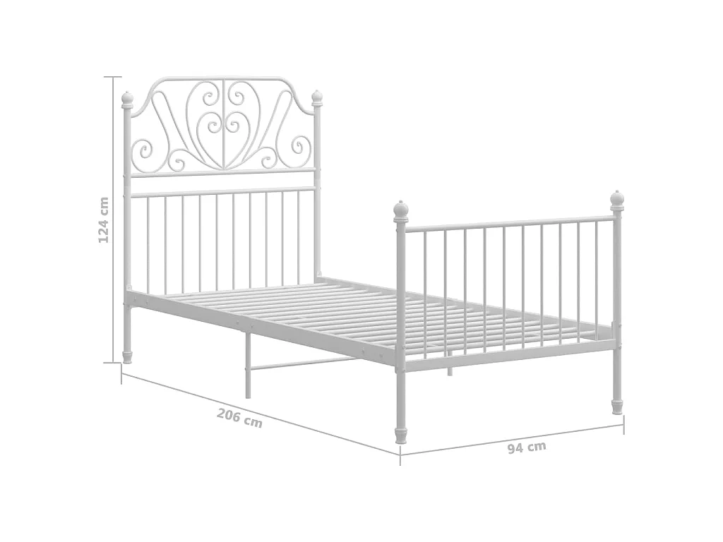 Lit Blanc Métal et contreplaqué 90x200