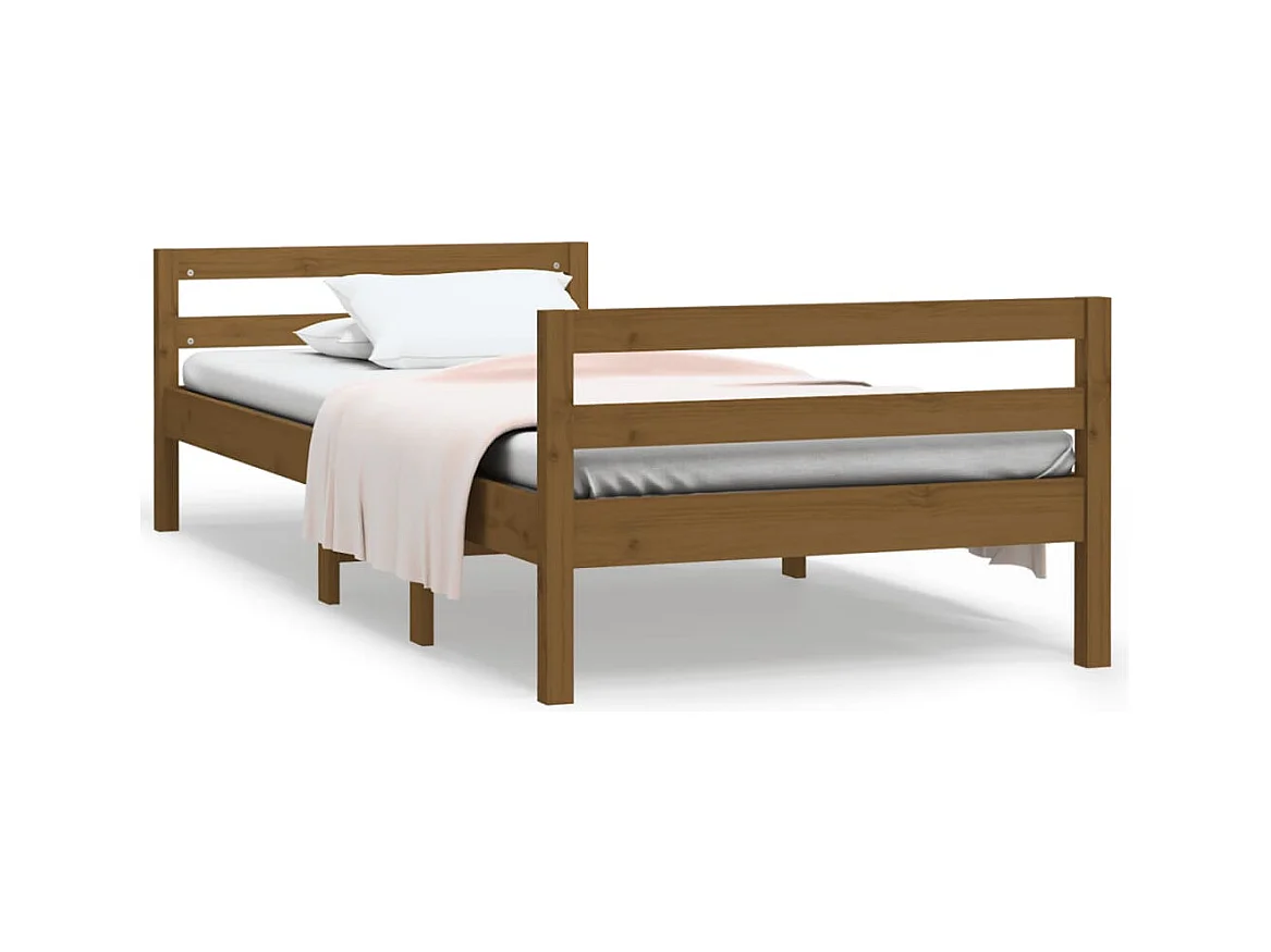 Lit Marron miel 75x190 Bois de pin massif