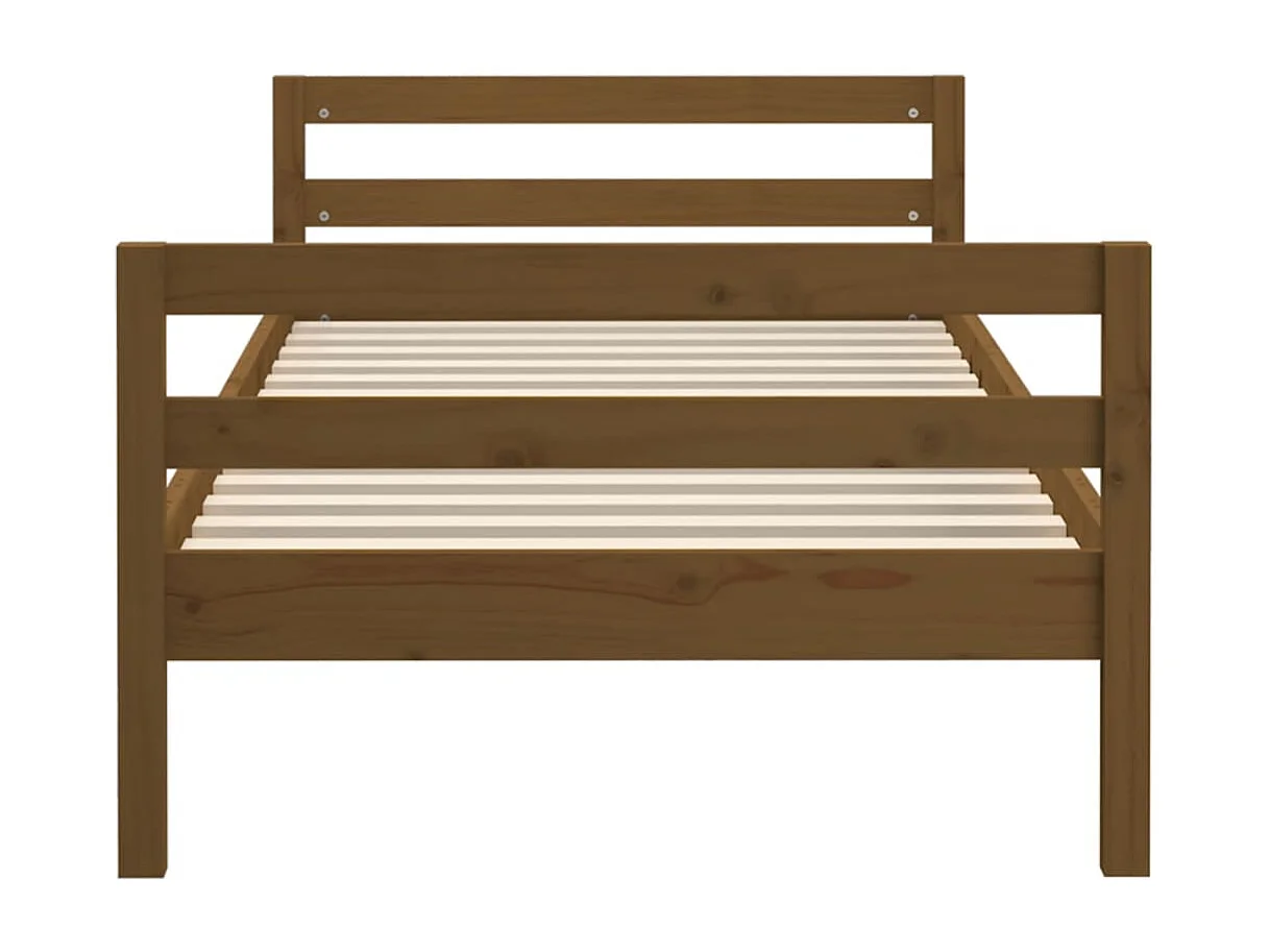 Lit Marron miel 75x190 Bois de pin massif