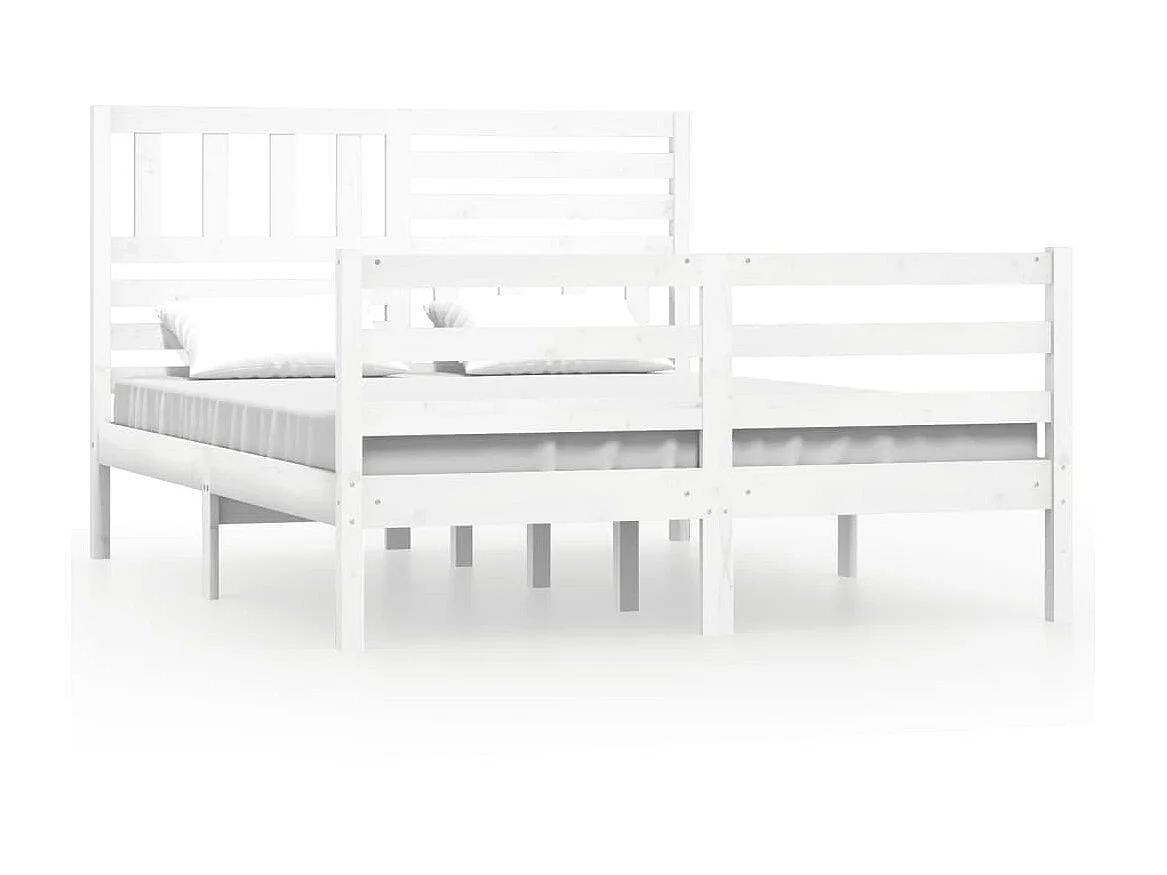 Lit Blanc Bois massif 150x200 Très grand 6