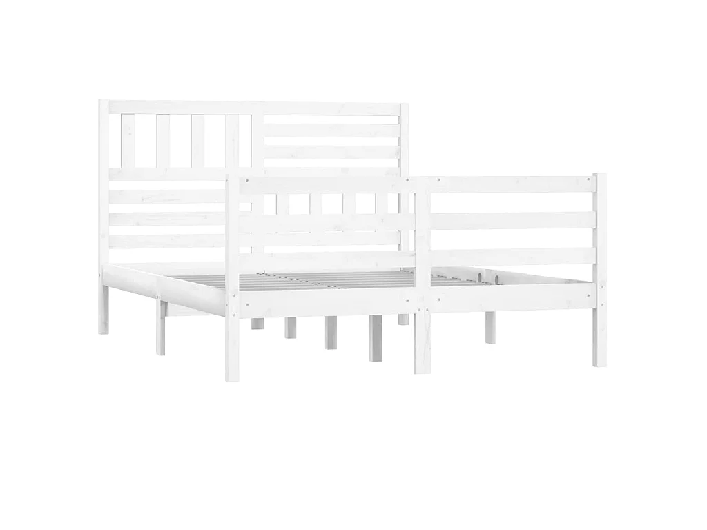 Lit Blanc Bois massif 150x200 Très grand 6