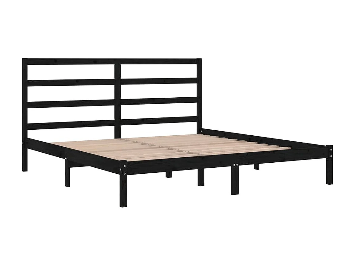 Lit Noir Bois de pin massif 200x200 3