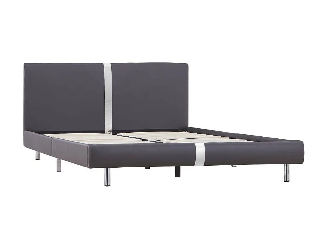 Lit Gris Similicuir 140x200 5