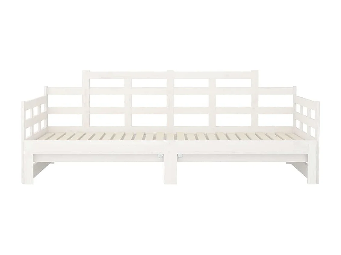 Lit coulissant Blanc Bois de pin solide 2x(80x200) cm
